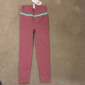 Fabletics women’s Leggings in Pink with Green Stripe